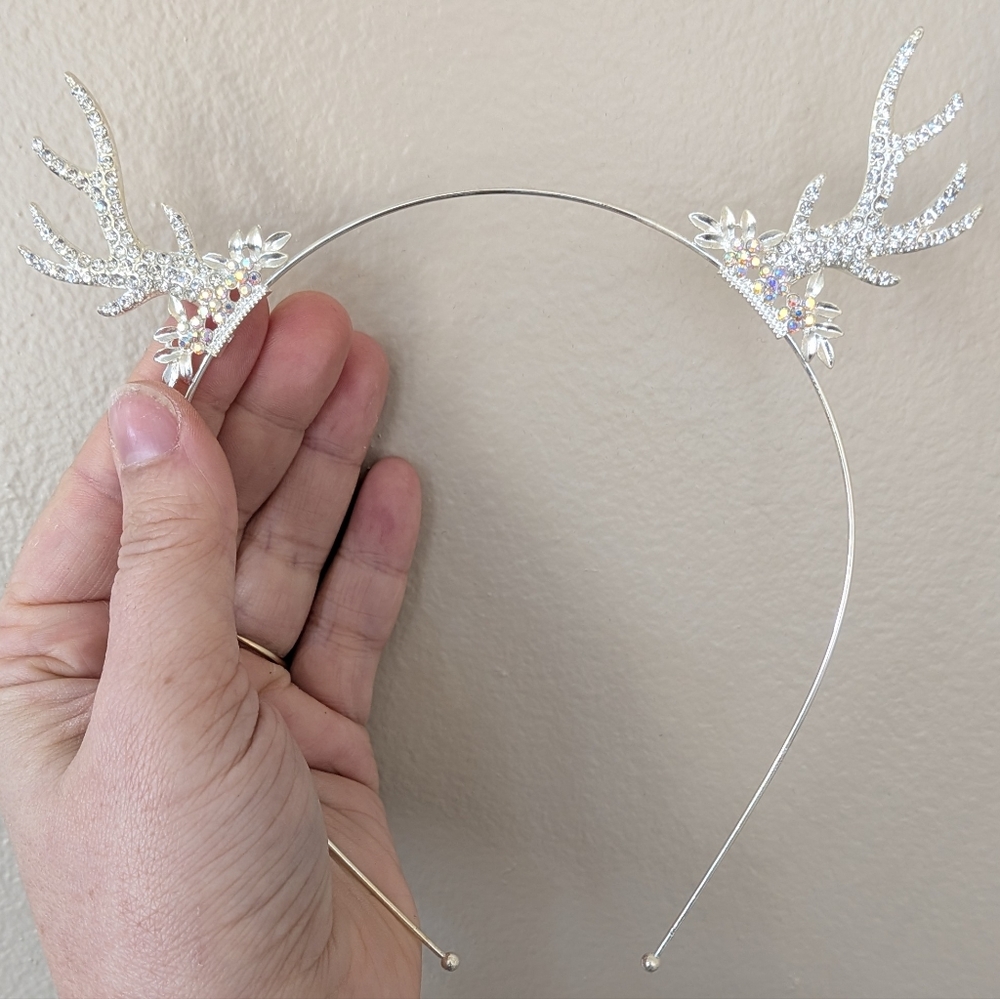 Elegant Silver Antler Headband